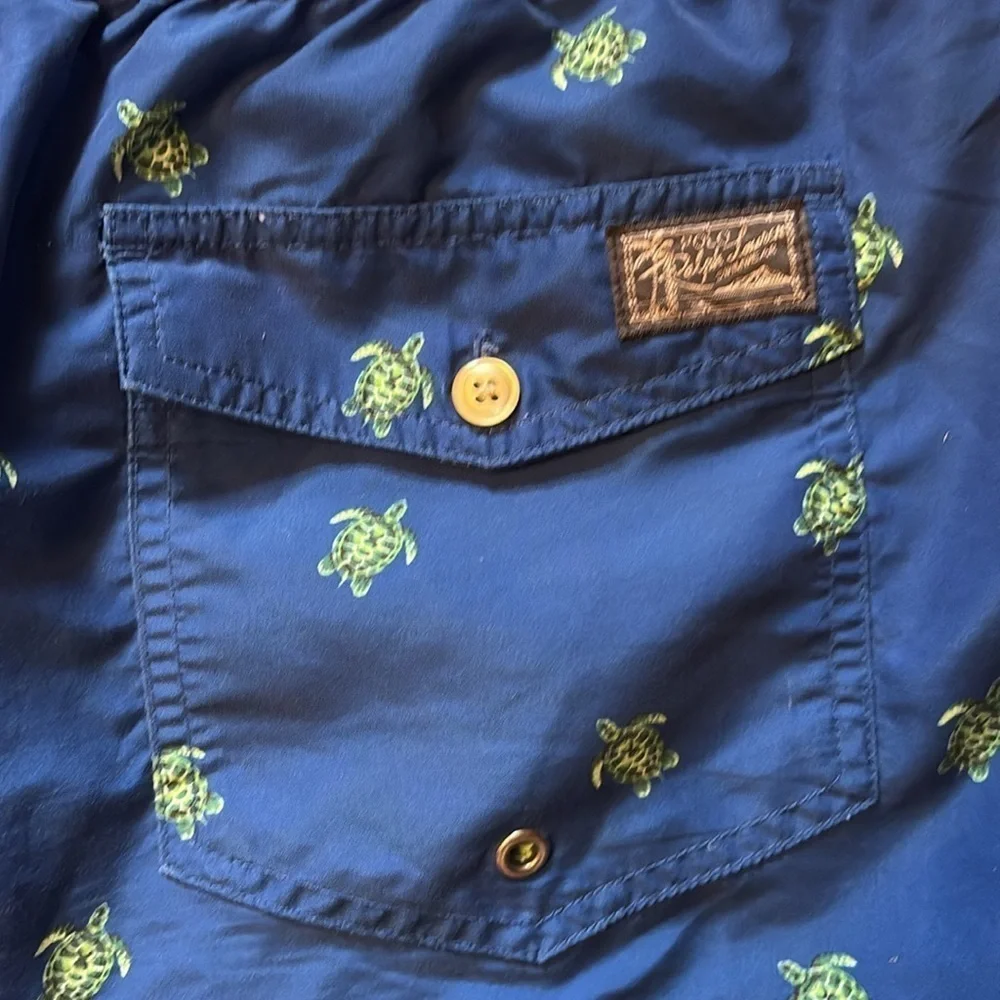 Polo Ralph Lauren men’s swim trunks - XL - blue with green turtles - pockets